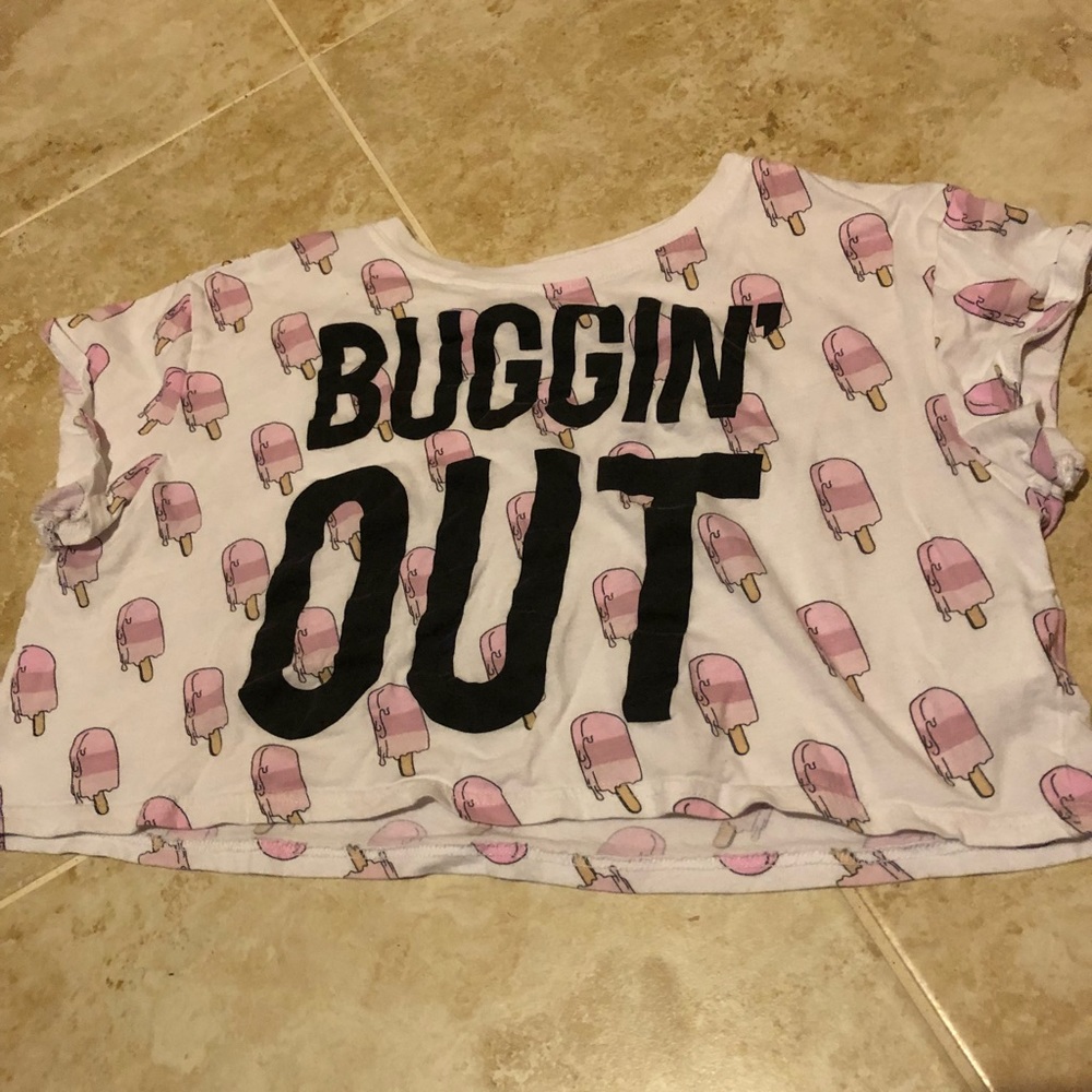 Women’s H&M Popsicle Crop Top(Pink&White) Size: M